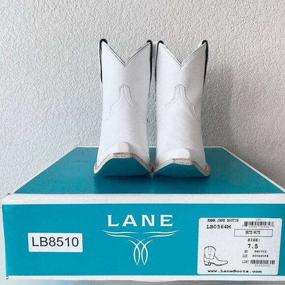 Lane EMMA JANE Womens Cowboy Bootie 7.5 White Western Cowgirl Short Ankle Boots - Picture 10 of 11